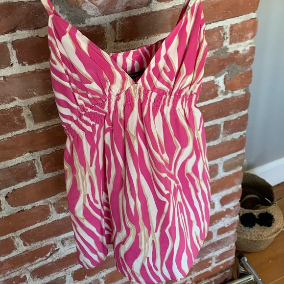 Express pink leopard print silk tank XS spaghetti - Picture 6 of 9